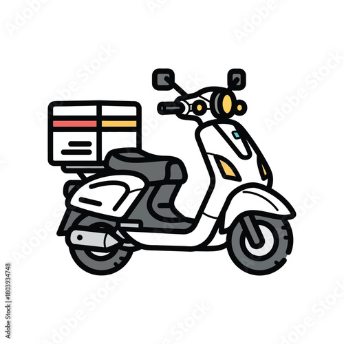 Delivery Scooter Icon Fast and Reliable Transportation for Your Orders, White Scooter Illustration