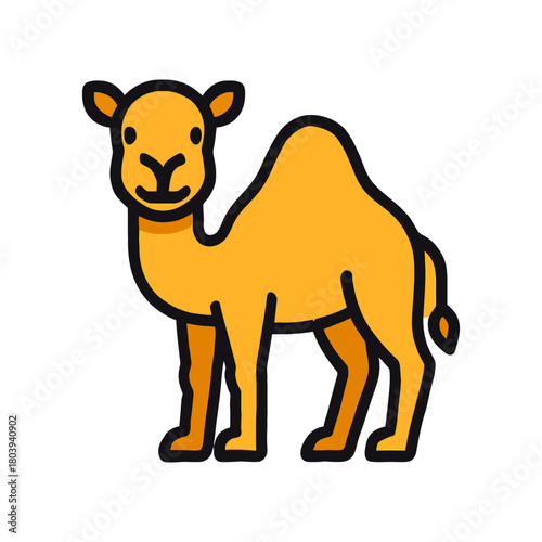 Cartoon camel illustration with outlined features.