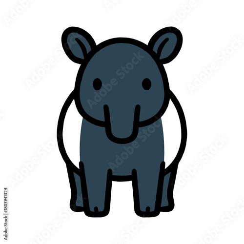 Cute cartoon tapir with simple design and minimalist style.