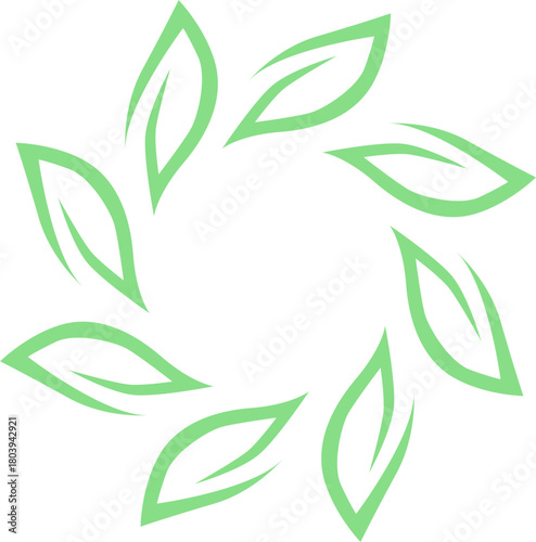 Green Leaves Eco Bio Natural Product Sign Symbol
