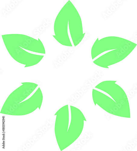 Green Leaves Eco Bio Natural Product Sign Symbol
