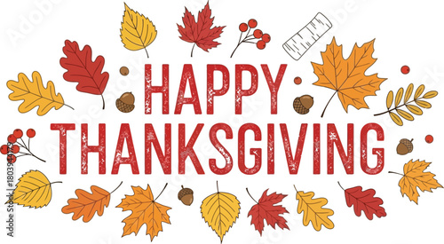 Happy Thanksgiving November 24th with Autumn Leaves & Gourds – Festive Fall Design for Social Media, Cards