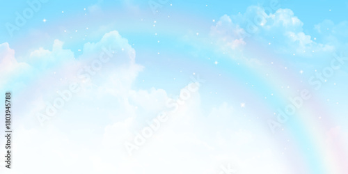 Background with clouds on blue sky. Vector background. 