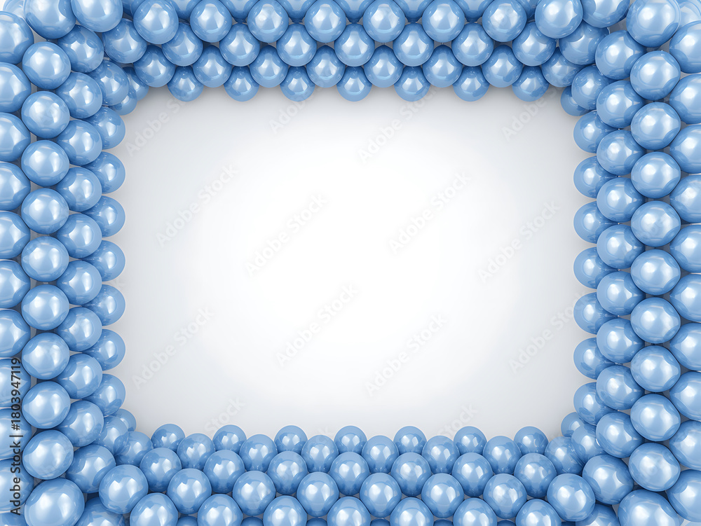 Obraz premium Frame made of light blue balloons with bright white background