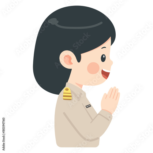 Illustration of Thai Teacher Greeting