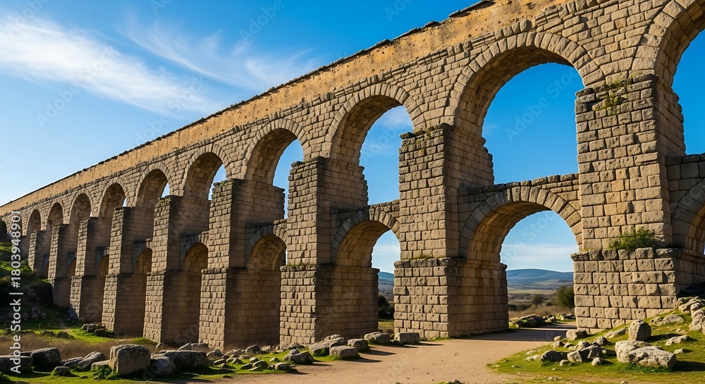 Fototapeta premium Ancient Roman Aqueduct in Segovia, Spain Historic Architecture and Engineering Marvel