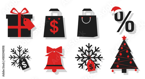 Festive Holiday Shopping: An array of holiday-themed icons perfect for any shopping sale season!