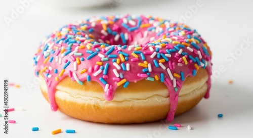Delicious Doughnut with Pink Frosting and Sprinkles