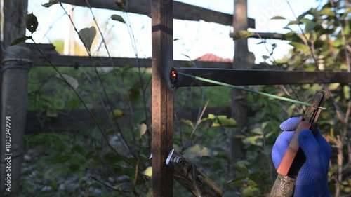 the process of electric welding of a metal structure with electrodes in the open air