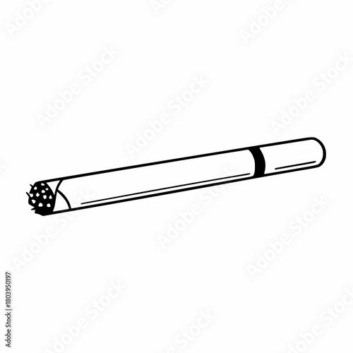Simple black and white illustration of a lit joint on a white background