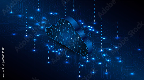 Abstract cloud technology circuit board. Large data center concept. modern cloud storage technology innovation concept background	