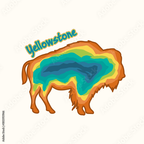 Rainbow Lake Yellowstone National Park with Bison  Perfect for Print, Apparel, etc