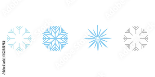 Snowflake vector icon set, winter frost crystal illustrations
