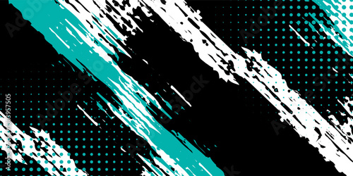 abstract grunge texture and halftone banner design tosca and black. pattern illustrations dirty sport modern