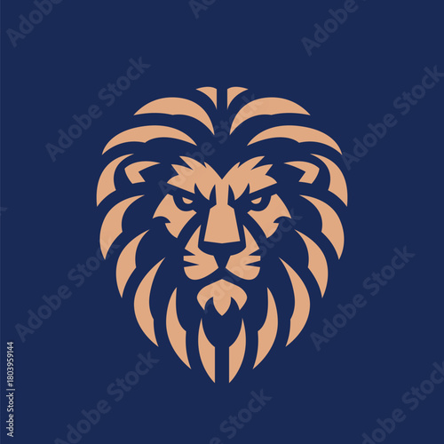 Lion Head Logo Design. Vector Illustration. Stylized Lion Logotype.