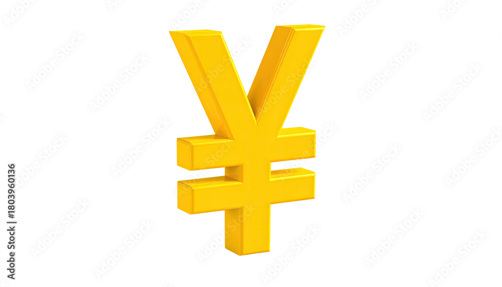 Obraz premium 3D rendered, golden, Yen currency symbol against black backdrop
