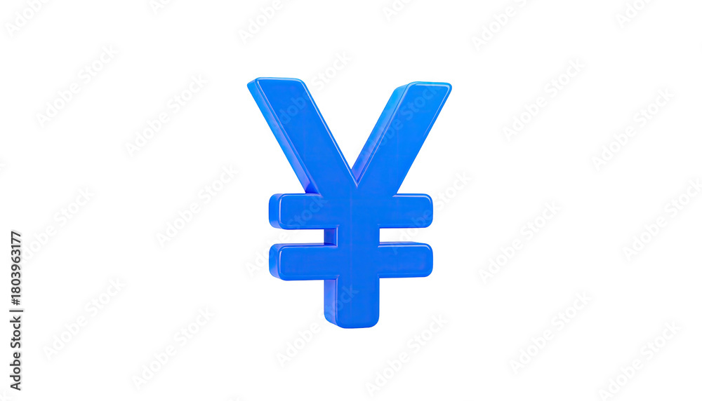Fototapeta premium Blue shiny Yen sign symbol isolated against a black background