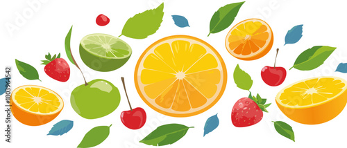 seamless pattern with falling fruits vector graphic design