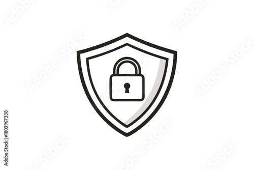 Door lock and security icon with vector door handle illustration