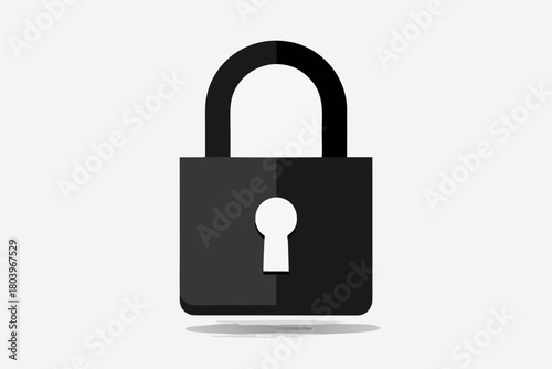Lock and key padlock icon on white background