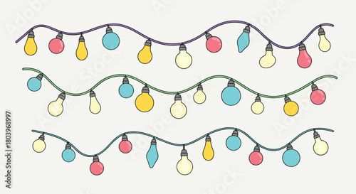 Festive string lights illustration for holiday decorations.
