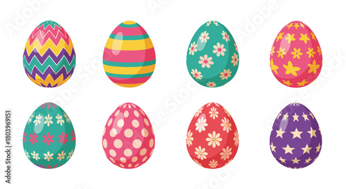 Colorful Easter Eggs Displayed in a Row for Celebration.