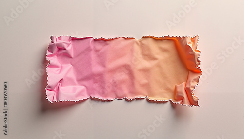 Torn pink-orange gradient paper on light background, vibrant textured contrast