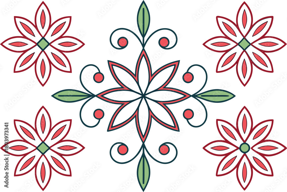 Fototapeta premium Decoration Design Illustration. Decorative Element Art Set. Elegant Decoration Outline Pack. Classic Ornament Design Collection. Decorative Line Art Elements. Stylish Modern Decoration Graphic Set
