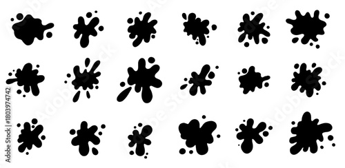 Set of blob shape collection. Set of organic amoeba, irregular black blob shape vector illustration. Abstract irregular form. Spot, bubble blotch, deform drip in flat style.
