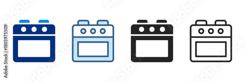 Stove Icon Set Multiple Style Vector Illustration 