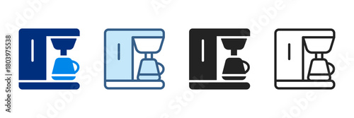 Coffee Maker Icon Set Multiple Style Vector Illustration 