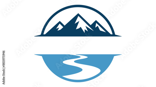 Mountain river path logo design