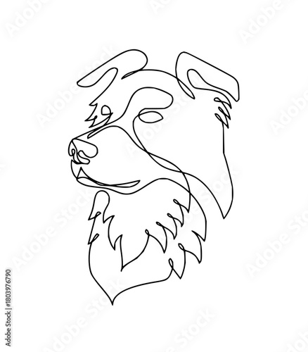 Elegant single line art captures the intelligent gaze of a border collie, perfect for modern pet branding and minimalist design projects.