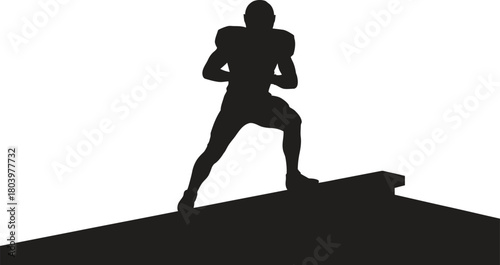 Football player silhouette on roof vector design for intense sports theme, athletic pose, and dynamic action illustration