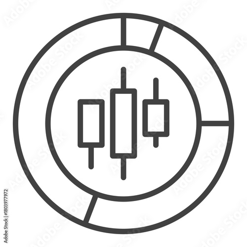 Candlestick Chart Piechart vector Market Data outline icon or design element