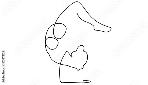 Elegant dancer gracefully performing a challenging yoga pose with fluid lines and dynamic form