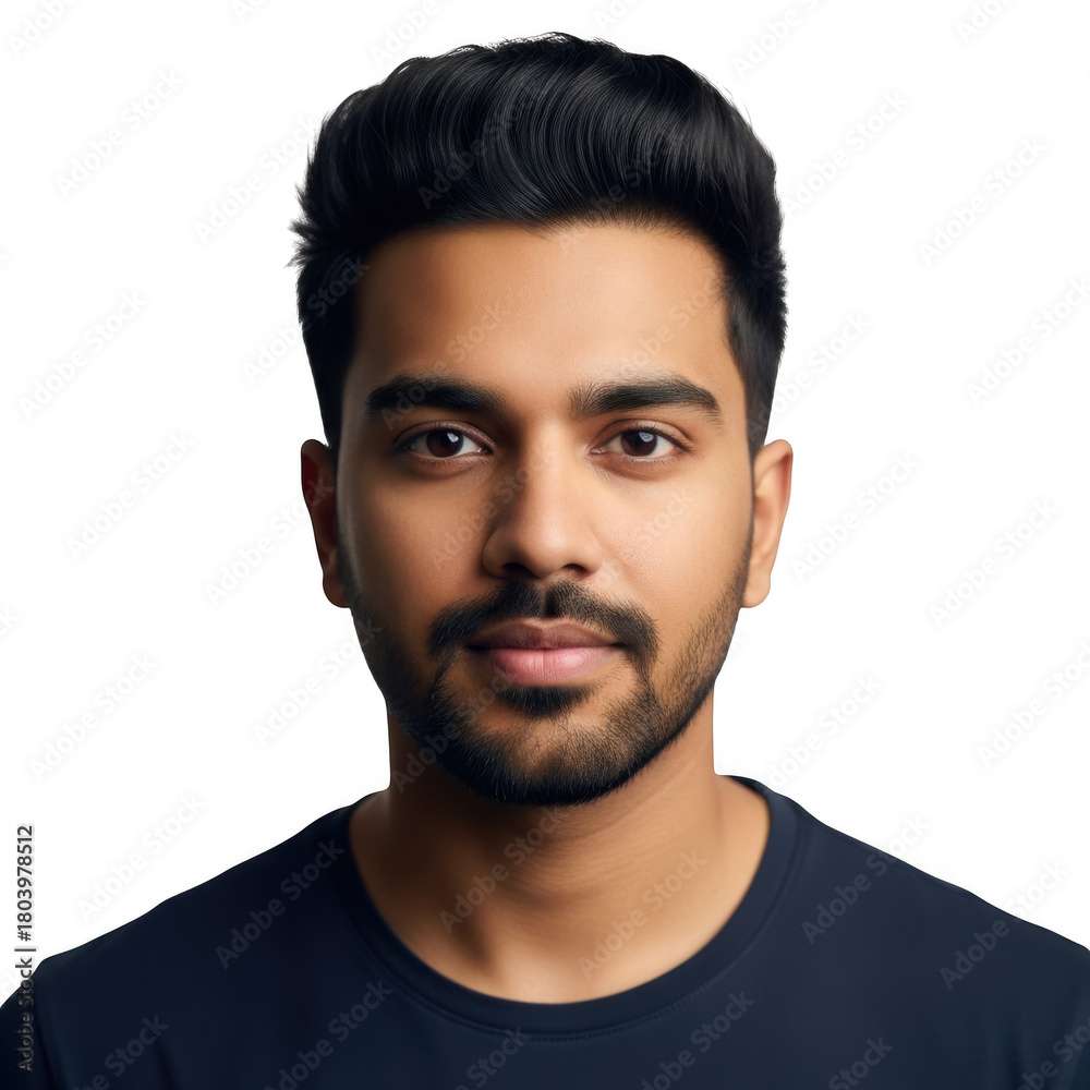 Fototapeta premium Close up portrait of a young indian man isolated on transparent background