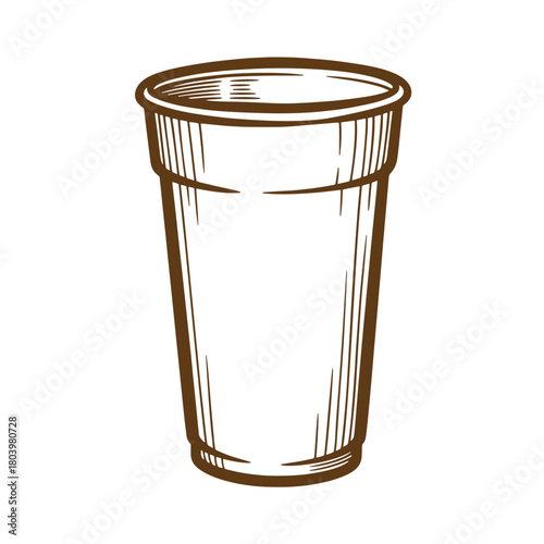 Hand drawn sketched outline of a refreshing beverage cup perfect for restaurant branding and logo design.