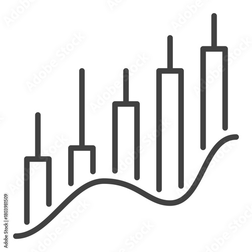 Price Chart Wave vector Trading and Investment linear icon or logo element