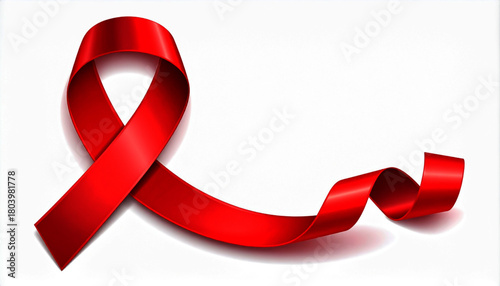 Elegant Red Ribbon Symbolizing Awareness, Hope, and Support for AIDS.