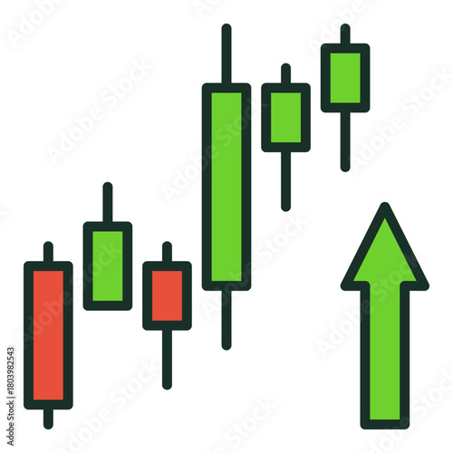 Stock Chart with Arrow vector colored icon or design element