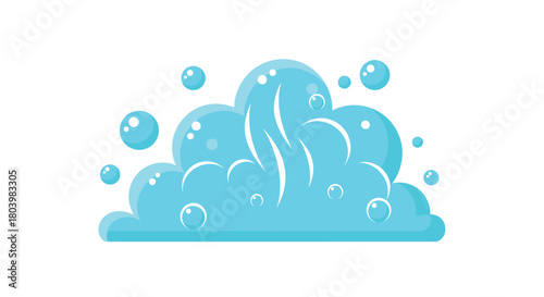 A vibrant illustration of fluffy blue bubbles and foam, suggesting cleanliness, bathing, or a refreshing spa experience, perfect for hygiene products or wellness themes.