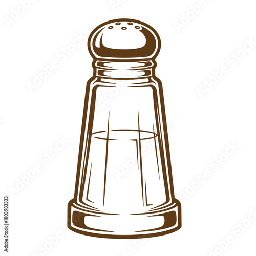 Simple brown sketch vintage illustration of a salt shaker on a white background