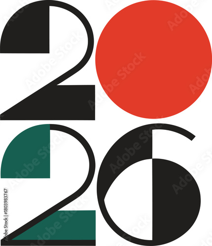 2026 Modern Geometric Shapes – Abstract Numeric Design