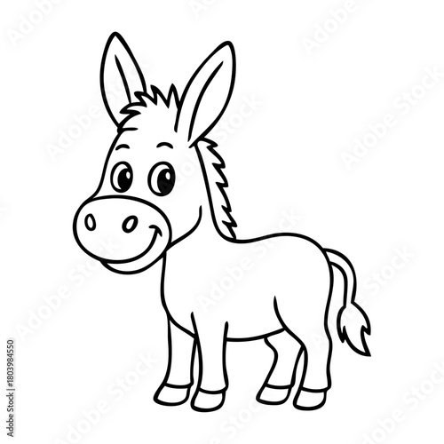 Dibujo sencillo con líneas de asno joven simpático