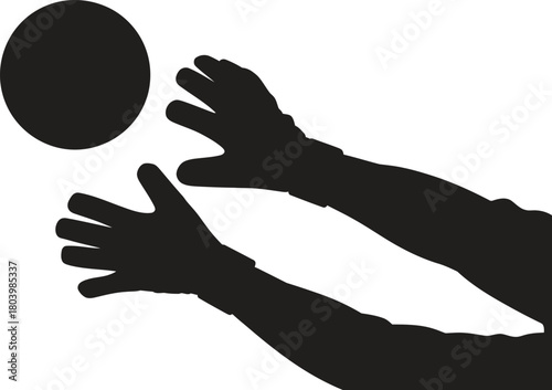 Goalkeeper Hands Catching Ball Silhouette – Soccer Vector Illustration
