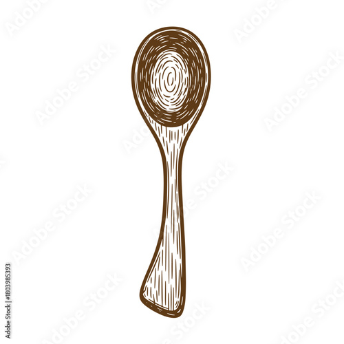 Hand drawn wooden spoon sketch vintage art perfect for culinary and kitchen related designs.