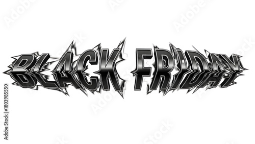 Dynamic Black Friday metallic text graphic with sharp edges perfect for advertising sales and promotions, grab attention with this bold design
