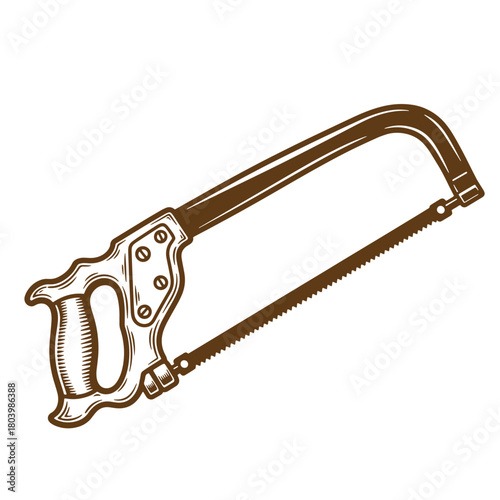 Vintage hand saw illustration in sketch style suitable for carpentry and woodworking projects