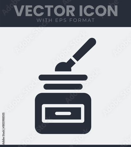 Cosmetic cream jar icon for skin care and beauty symbol, artistic illustration design element